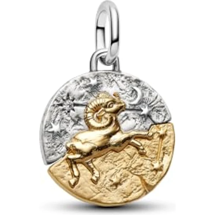 Pandora Charm Sternzeichen Widder 764993C01, Silber und Gelbgold, Zirkonia, 16 mm – Bild 3