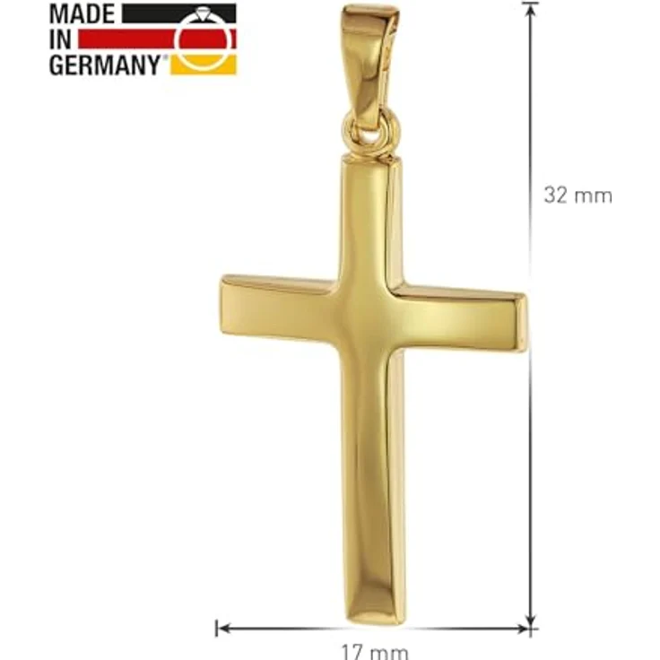 trendor Kreuz-Anhänger Gold 750 (18 Karat), 32 x 17 mm, eleganter Goldschmuck für Damen und Herren, Geschenkidee in Geschenk-Box – Bild 4