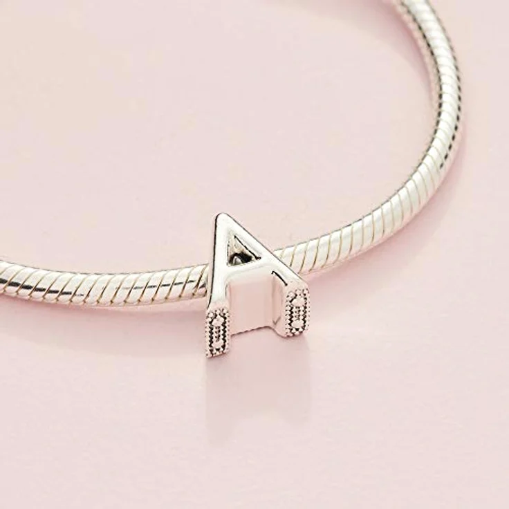 PANDORA Moments Buchstabe A - wendbares Alphabet-Charm aus Sterling-Silber mit geprägten Herzen und Perlen, kompatibel mit Moments Armbändern – Bild 5