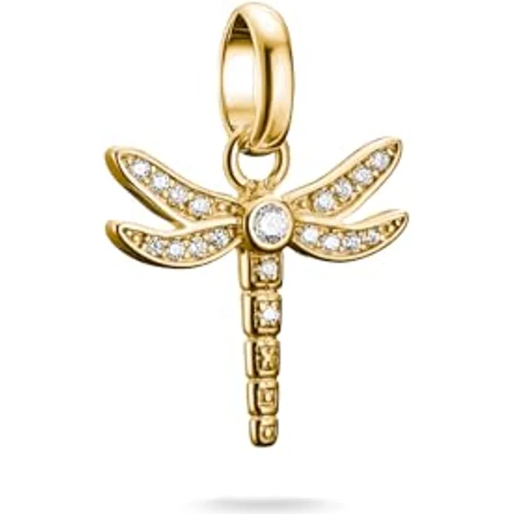 THOMAS SABO Charm-Anhänger Libelle Connect, vergoldet mit 18k, aus recyceltem 925 Silber, mit Steinen – Bild 1