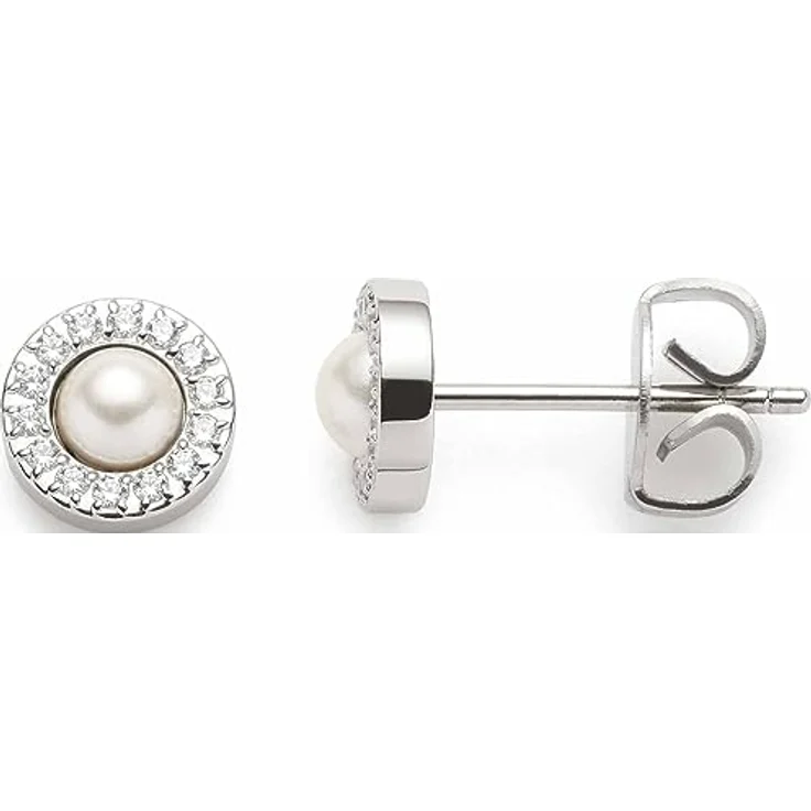 JEWELS BY LEONARDO Ohrstecker Isa, silberfarbener Edelstahl mit weißen Imitationsperlen und Zirkonia Steinchen, 1 Paar – Bild 1