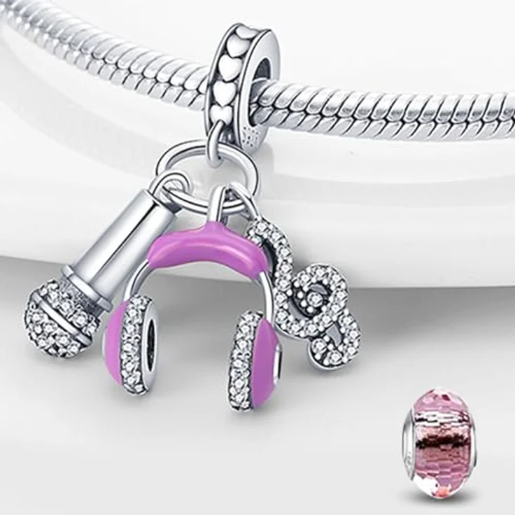 HappyStar Charms Anhänger Silber 925, Roter Charm Anhänger mit 5A-Zirkonen, kompatibel mit europäischen Armbändern und Halsketten für Frauen – Bild 2