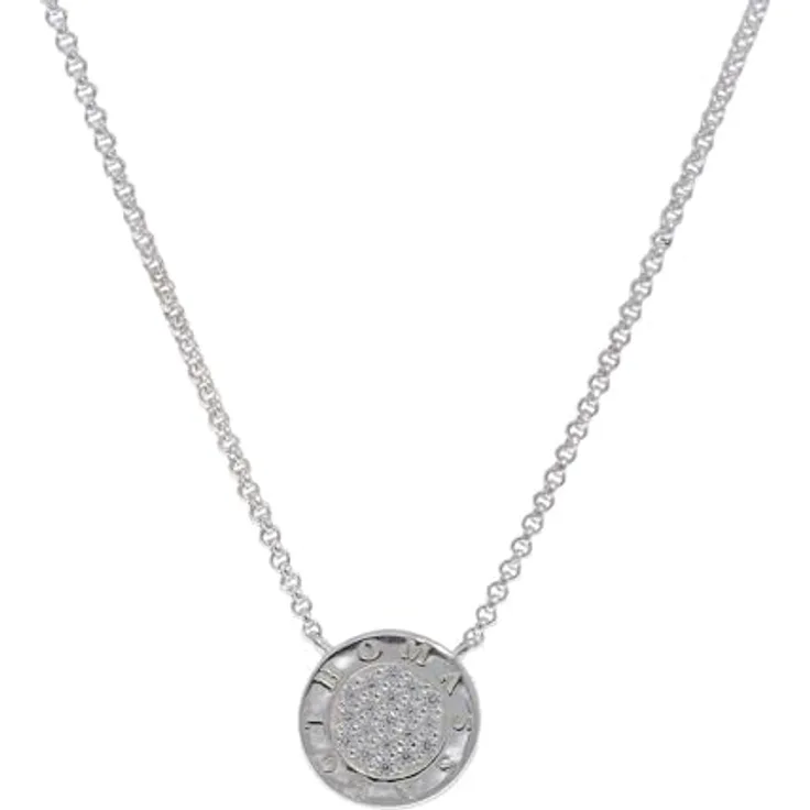 Thomas Sabo Damen Halskette SCKE150148, 925er Sterlingsilber mit Zirkonia, rundem Anhänger, verstellbar 40cm-45cm