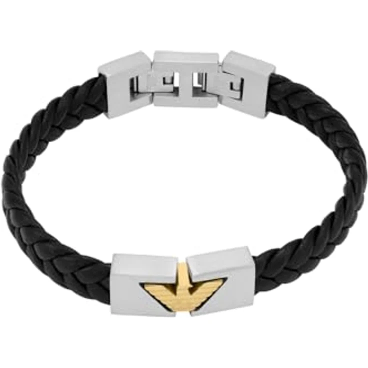 Emporio Armani Herren Zweifarbiges Kunststoffarmband EGS3253040, schwarzes Polyurethan mit mattem Finish, sicherer Faltverschluss, Länge 19,5 + 1,5 cm, Breite 27 mm, Höhe 12 mm – Bild 1