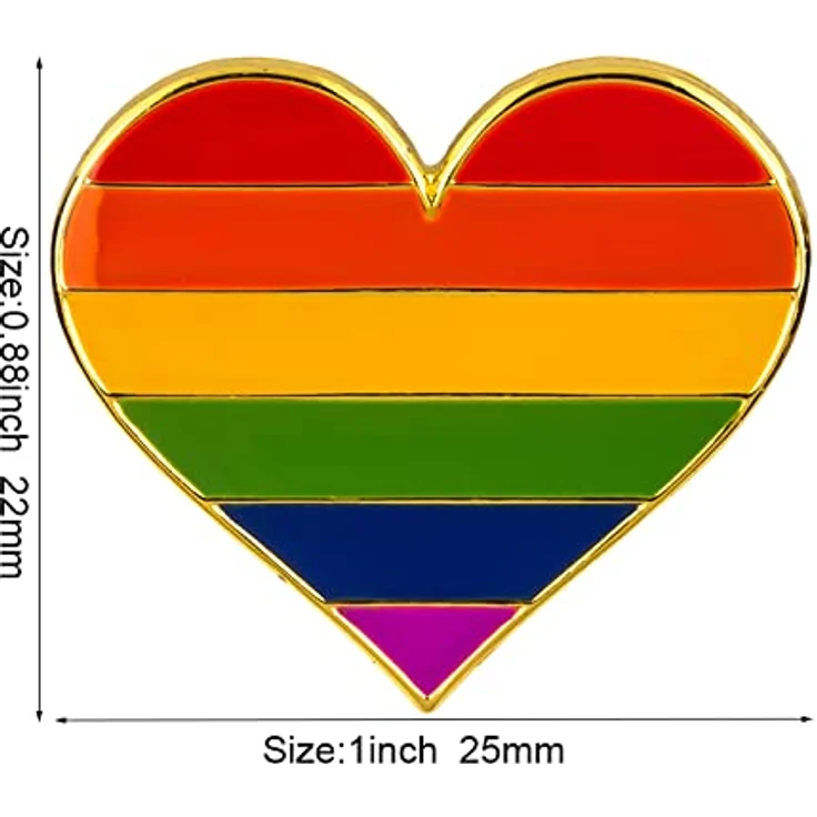 Sinwinkori 5 Stück Regenbogen Stolz Herz Abzeichen Brosche, Emaille Anstecknadel, 25 mm, wiederverwendbare Verpackung – Bild 2