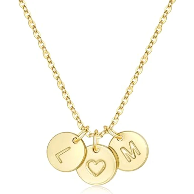 TINGN Kette mit zwei Buchstaben für Frauen, 14K goldvergoldete Herz-Halskette, personalisierbar mit Buchstaben L und M, hypoallergen, perfekte Geschenke für Mama und Freundin – Bild 1