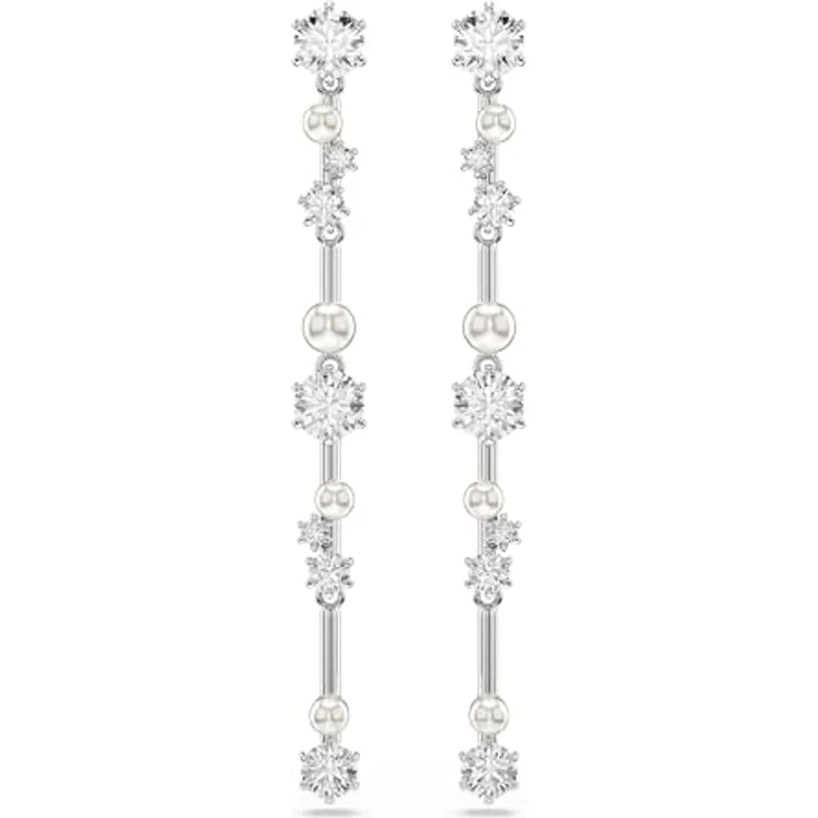 Swarovski Constella Drop-Ohrhänger, Paar Ohrstecker mit Swarovski® Zirkonia (synth) und Perle, rhodiniert – Bild 1