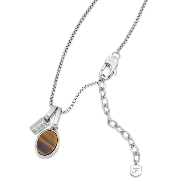 Fossil Herren Jewelry JF04852040, Silberfarbene Edelstahl-Halskette mit Karabinerhakenverschluss – Bild 3