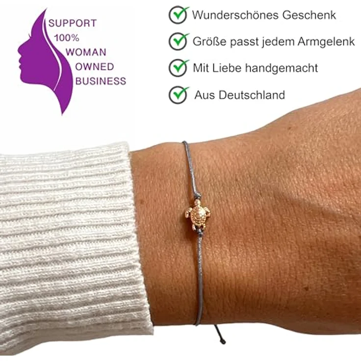 Selfmade Jewelry Armband Damen Schildkröte Makramee, größenverstellbar in Roségold, inkl. Geschenkverpackung – Bild 2