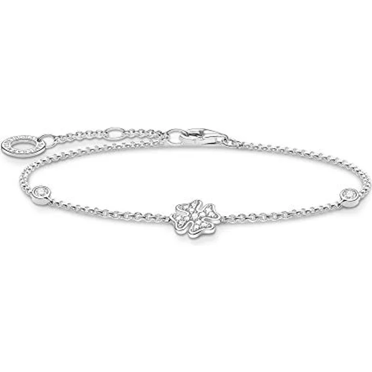 THOMAS SABO Armband Kleeblatt, 925 Sterlingsilber mit Steinen, silber, 16-19 cm Länge – Bild 1