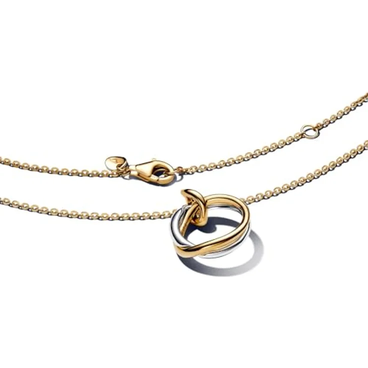 PANDORA Essence Bicolor Anhänger-Halskette aus 14 Karat vergoldetem Sterling Silber, 45 cm, handgefertigt, symbolisiert Freiheit und Selbstausdruck – Bild 2
