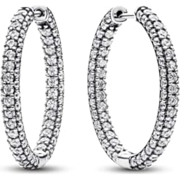 PANDORA Timeless Einreihige Pavé Ohrringe aus Sterling Silber mit 198 Zirkonia, D-Form – Bild 2