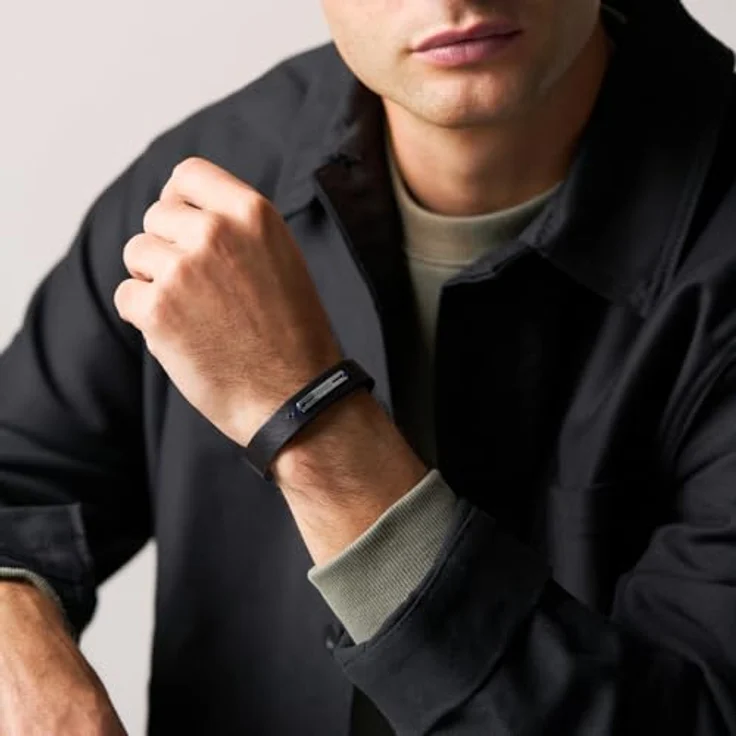 Fossil Machine Herren Armband, Mehrfarbig aus Leder mit sicherem Steckverschluss, 314 mm Länge – Bild 2