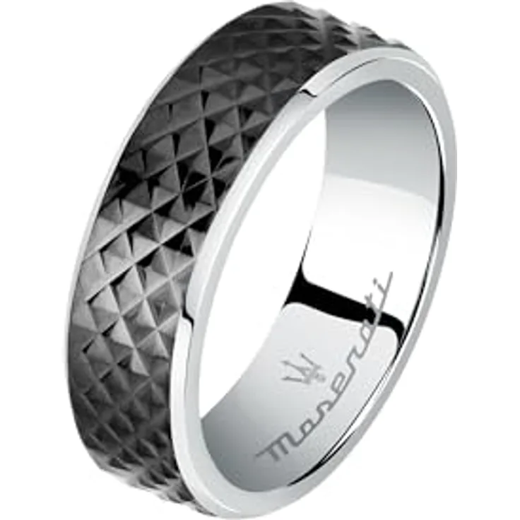 Maserati Iconic Herren Ring, schwarz IP aus Stahl, Größe 25