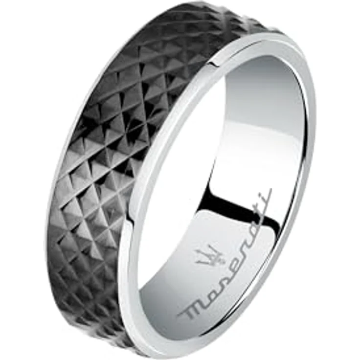 Maserati Iconic Herren Ring, schwarz IP aus Stahl, Größe 25 – Bild 1