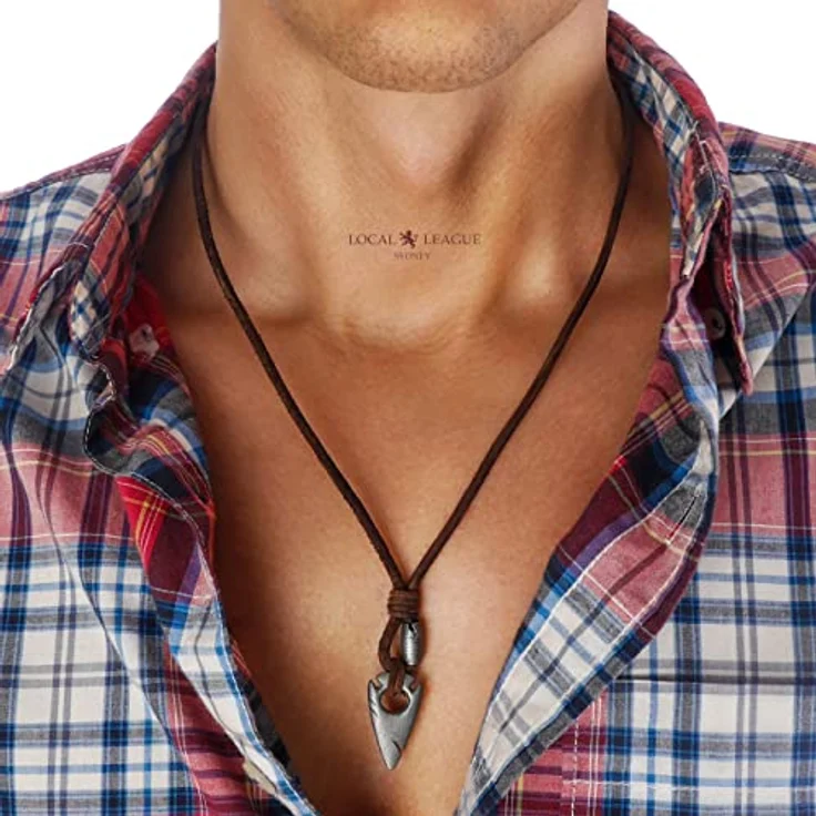 LOCAL LEAGUE Herren-Leder-Halskette 'OCEAN HUNTERS', Pfeilspitze Metallanhänger, braune Rindsleder Kordel, 55 cm, ideal für Strand, Festivals und Freizeit – Bild 4