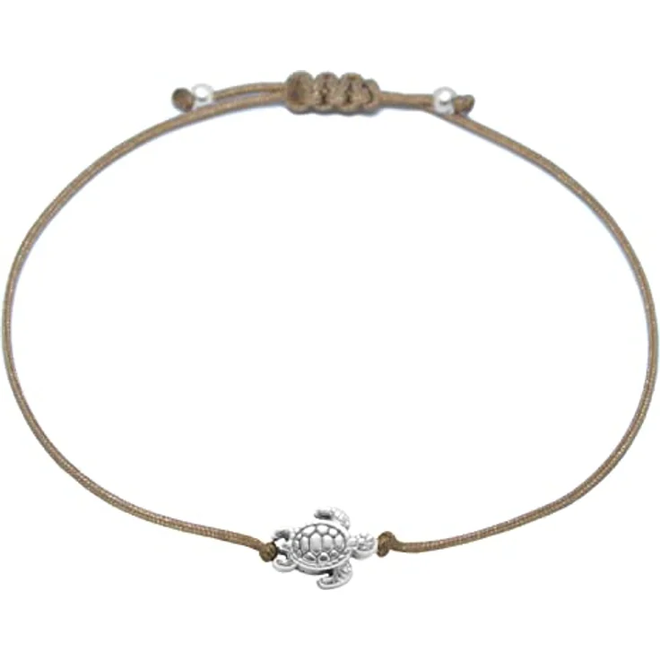 Selfmade Jewelry Armband Damen Schildkröte, handgemachtes Makramee-Armbändchen, größenverstellbar, silber, inkl. Geschenk-Verpackung – Bild 1