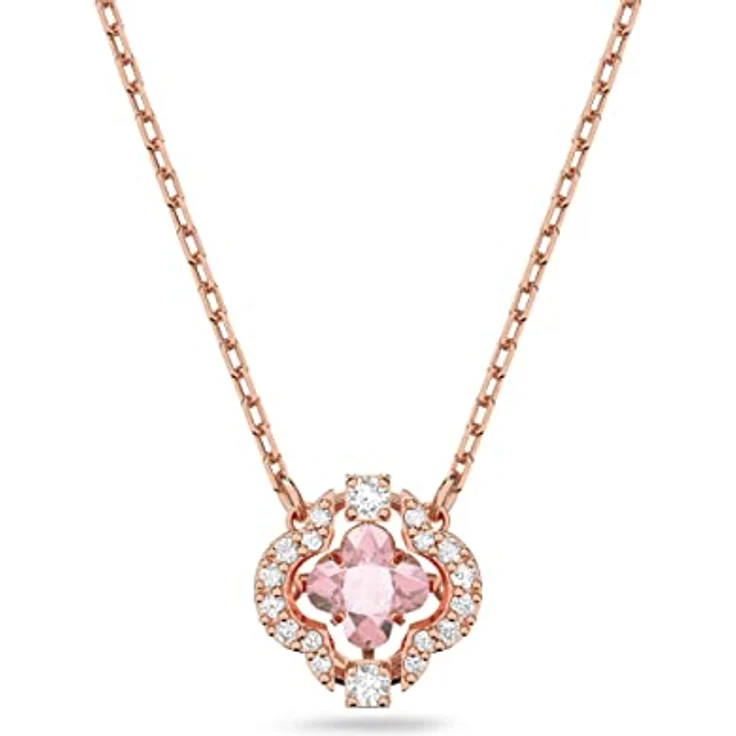 Swarovski Una Halskette, Glücksklee, Rosa, Roségold-Legierungsschicht, Charmantes Blütendesign aus Sparkling Dance Kollektion – Bild 1