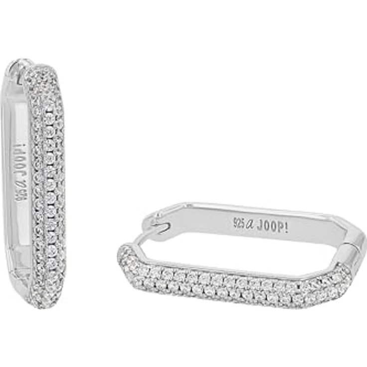 JOOP! Creolen Ohrringe aus 925 Sterling Silber, rhodiniert mit Zirkonia-Steinen, 26 mm, in Schmuck Geschenk Box – Bild 1