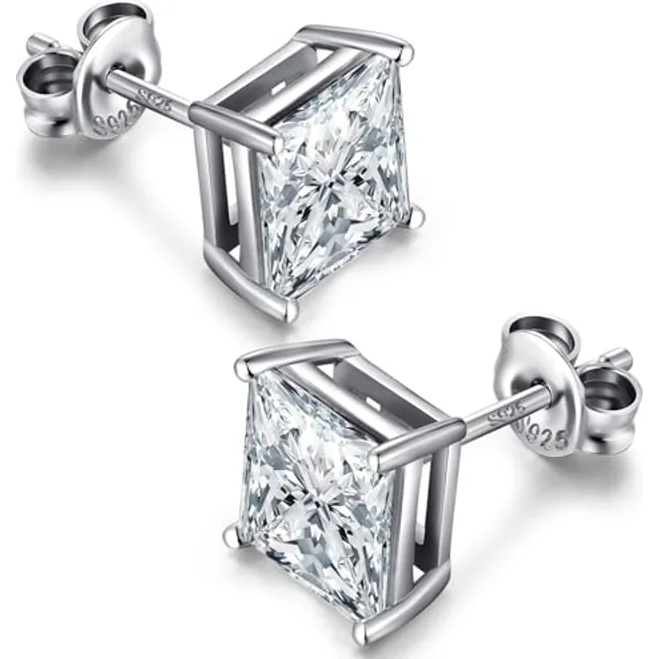 Jiahanzb Ohrstecker Silber 925 Damen Herren, 7mm Cubic Zirkonia mit Diamant-Optik, rund geschliffen, Silber