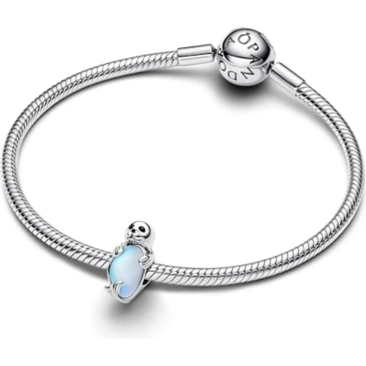 PANDORA Moments Robbe Charm, Sterling-Silber mit künstlichem Kristall und Mondstein-Glas, Kompatibel mit Moments, 794146C01 – Bild 3