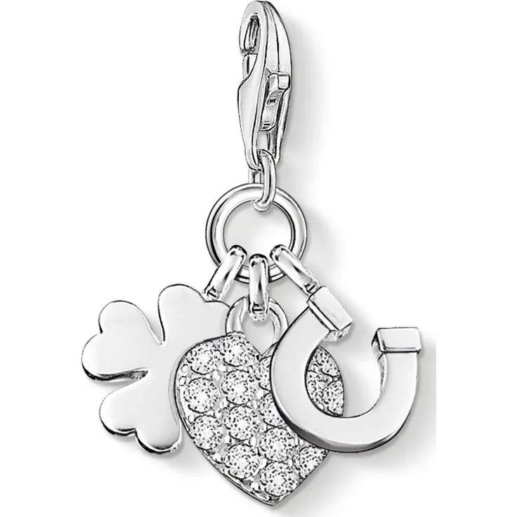 THOMAS SABO Charm-Einhänger Glück mit Zirkonia (synth), eleganter Schmuckanhänger in Silber