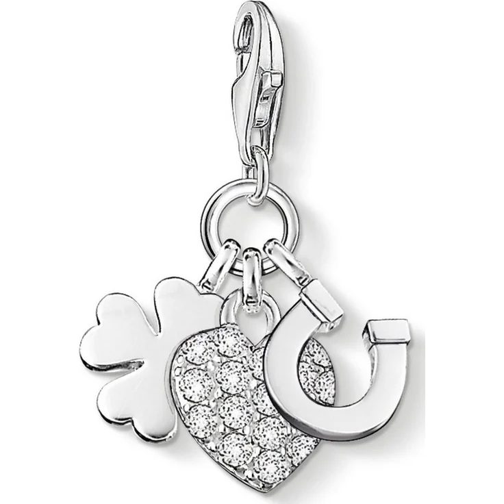 THOMAS SABO Charm-Einhänger Glück mit Zirkonia (synth), eleganter Schmuckanhänger in Silber