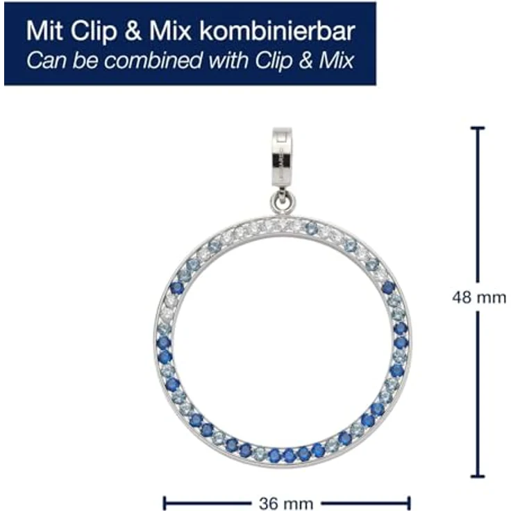 JEWELS BY LEONARDO Clip & Mix Clarence Ketten-Anhänger, silberfarbener Edelstahl mit Pavé-Besatz, allergikerfreundlich, 4,8 x 3,6 x 0,8 cm, Geschenk für Frauen, 024953 – Bild 2