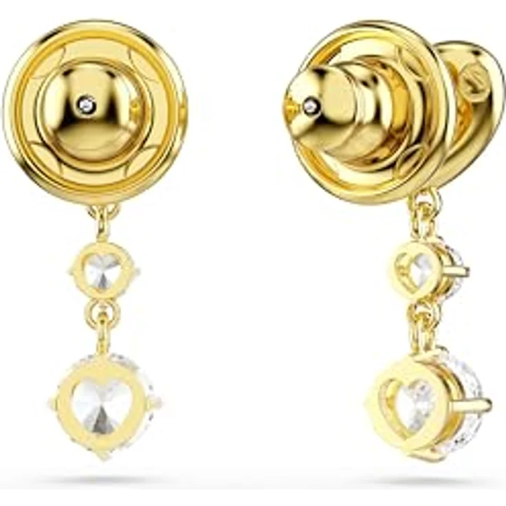 Swarovski Lifelong Drop-Ohrhänger, Herzmotiv mit rundgeschliffenen Swarovski Zirconia, Weiß, Goldlegierungsschicht – Bild 4