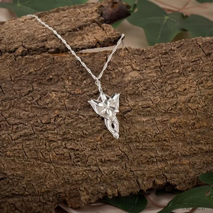 Cinereplicas Der Herr der Ringe - Evenstar Halskette, 55.5cm, Silber, offizielles Lizenzprodukt mit Strassanhänger und Perle – Bild 3