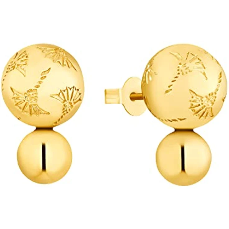 JOOP! Paar Ohrstecker, Beads-Design aus Edelstahl mit IP Gold Beschichtung, 16 mm – Bild 1