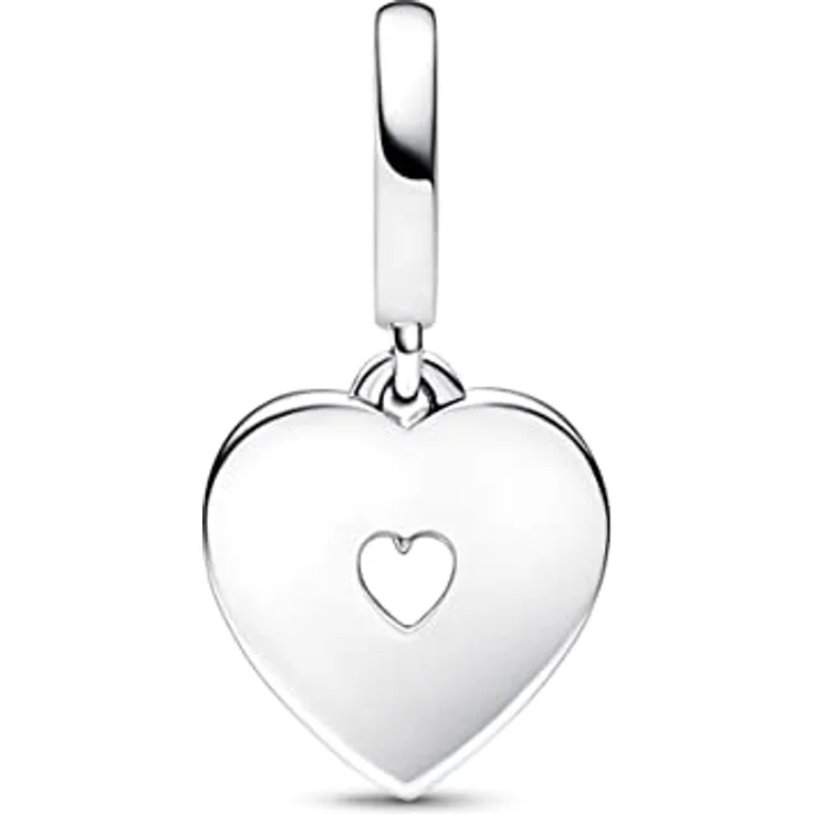 PANDORA Moments Perlmuttweißes Herz Doppelter Charm-Anhänger aus Sterling Silber, mit Gravur "Thanks MUM for all that you do" und künstlichen Perlmutt-Steinen, kompatibel mit Moments Armbändern, 792649C01 – Bild 2