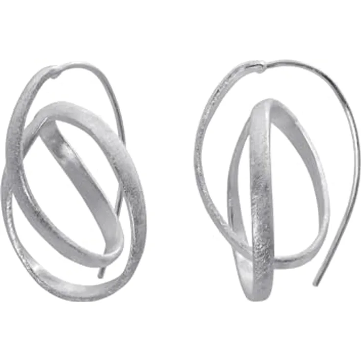 Heideman Ohrringe Silber Roya Damen, Statement Creolen aus Edelstahl, matte gebürstete Oberfläche, hypoallergen und nickelfrei, eleganter Schmuck für jeden Anlass