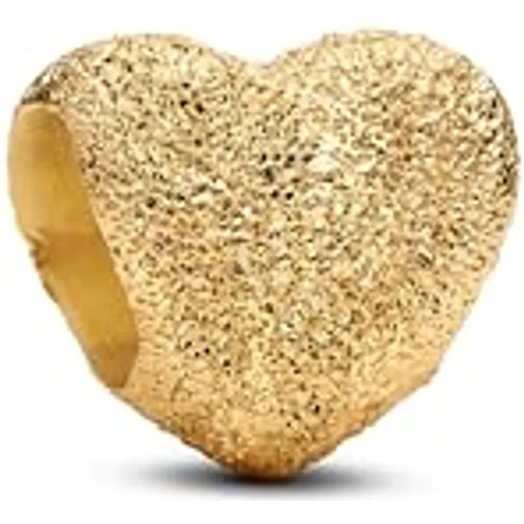 PANDORA Moments Strukturiertes Herz Mini-Charm, Sterling Silber mit 14k vergoldeter Metalllegierung, kompatibel mit Moments, 764000C00