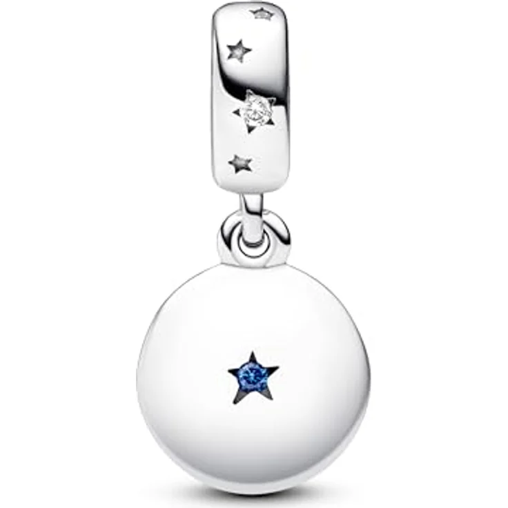 PANDORA Moments Geliebte Familie Doppelter Charm-Anhänger aus Sterling Silber mit Zirkonia und blauen Kristallen, kompatibel mit Moments Armbändern, 792987C01 – Bild 2
