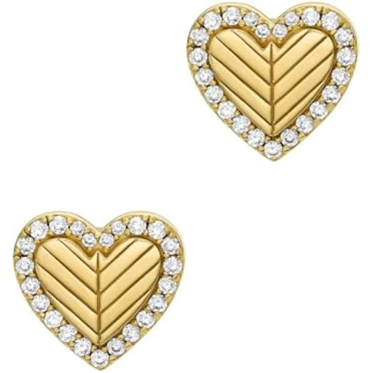 Emporio Armani Damen Ohrringe, Edelstahl Ohrstecker mit Push-Back-Verschluss, Goldener Sand – Bild 2