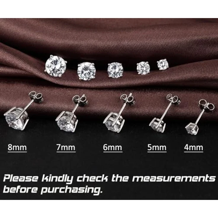 Jiahanzb 925 Sterling Silber Ohrstecker, klassische Diamant Ohrstecker mit 4mm Cubic Zirkonia, für Herren und Damen, Silber – Bild 4