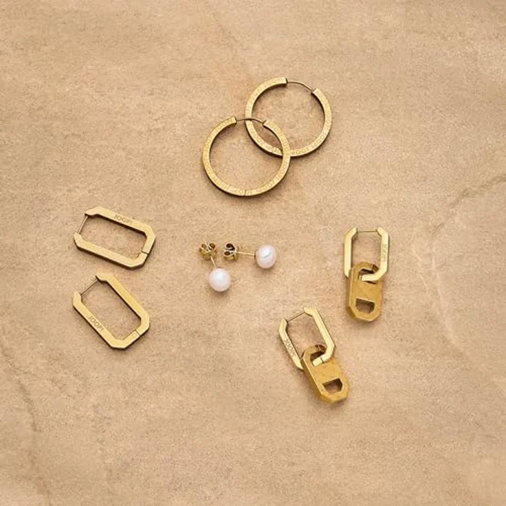 JOOP! Creolen Edelstahl Damen Ohrschmuck, 2,6 cm, Gold, mit Scharnierverschluss, in Schmuck Geschenk Box, 2035036 – Bild 4