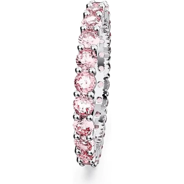 Swarovski Matrix Ring, Rhodinierter Damenschmuck mit Rosa-violetten Swarovski Kristallen, verspieltes Design – Bild 3