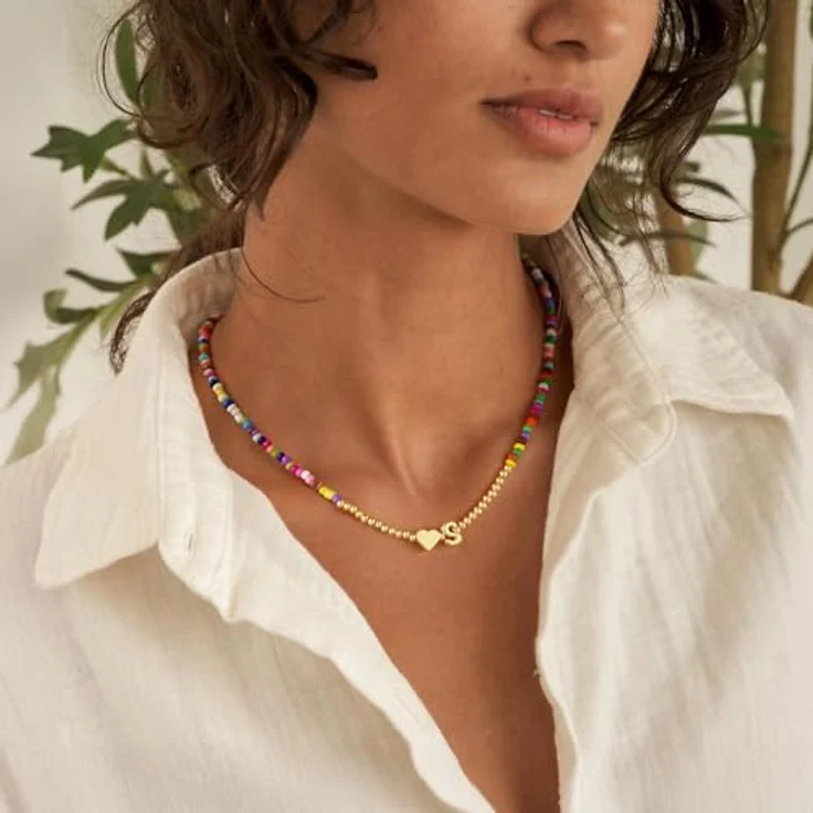 TINGN Bunte Perlenkette mit Buchstaben G, Verstellbare Damen-Halskette aus türkisen Perlen, Personalisiertes Geschenk für Mädchen 11-13 Jahre – Bild 3