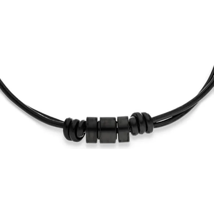 s.Oliver Herren Armband aus Echtleder, schwarz, mit Edelstahldetails, 22 cm, klassisches Design, perfekte Geschenkidee – Bild 2