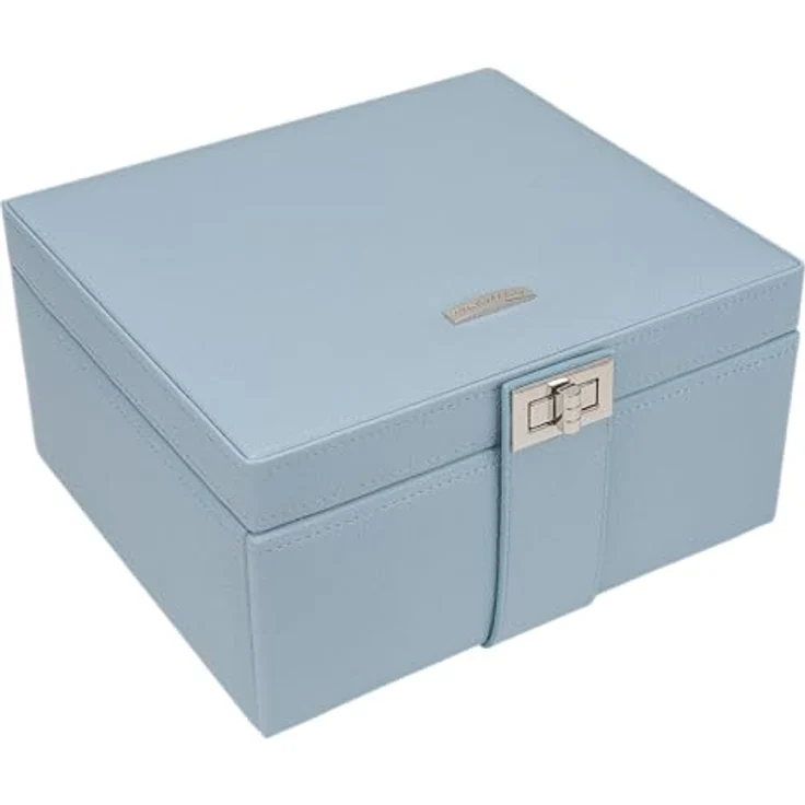 Windrose Schmuckkoffer M Marvella, eleganter Schmuckkasten in Lederoptik, sky-blau, handgefertigt – Bild 2
