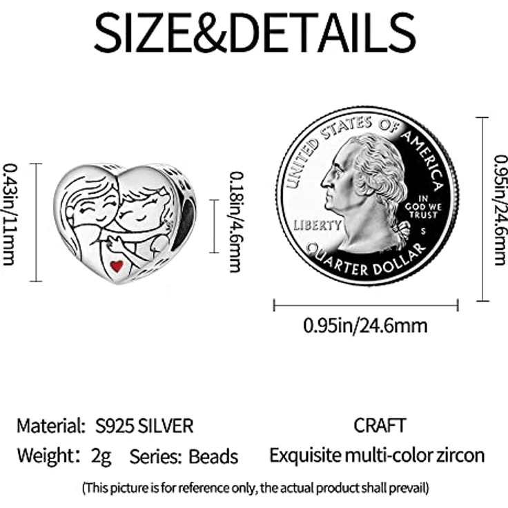 Pandach Damen Charm Anhänger 925 Sterling Silber, Zirkonia Beads für Armband und Halskette, kompatibel mit europäischen Armbändern, Geschenkidee für Frauen und Mädchen – Bild 4