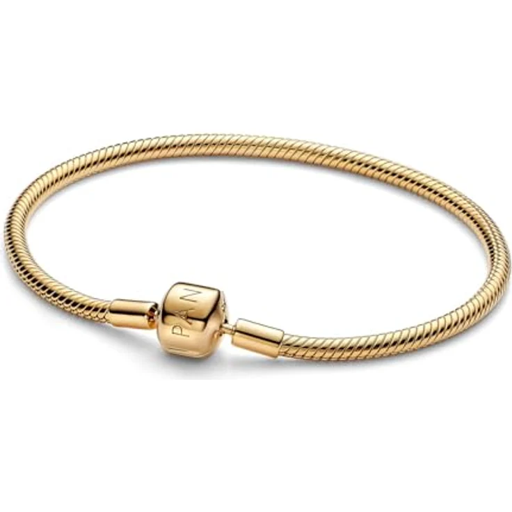 Pandora Charm-Armband Geschenkset Damen, goldfarbenes Starter-Set mit Bead-Charm Sonne und orangefarbenen Kristallen, 3 mm Stärke – Bild 2