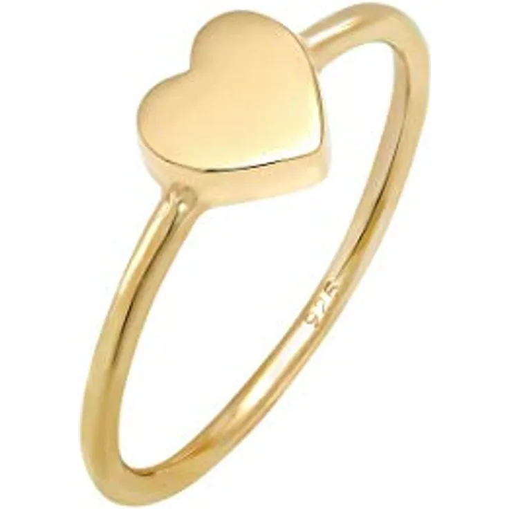 Elli Fingerring Herz Liebe, zeitloser 925 Silber Ring als romantisches Geschenk für Valentinstag