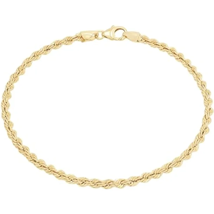 Amor Armband, 375 Gold 19 cm mit Kordelgliederung und Karabinerverschluss, Made in Germany
