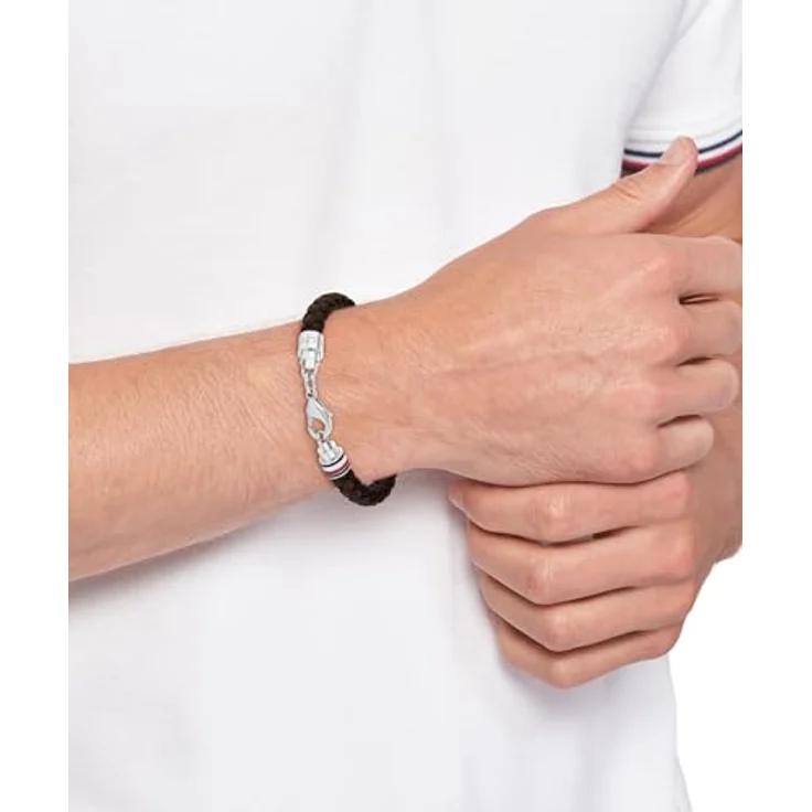 Tommy Hilfiger Jewelry Armband für Herren aus braunem geflochtenem Leder mit Edelstahlverschluss, 19 cm, 2790546 – Bild 2