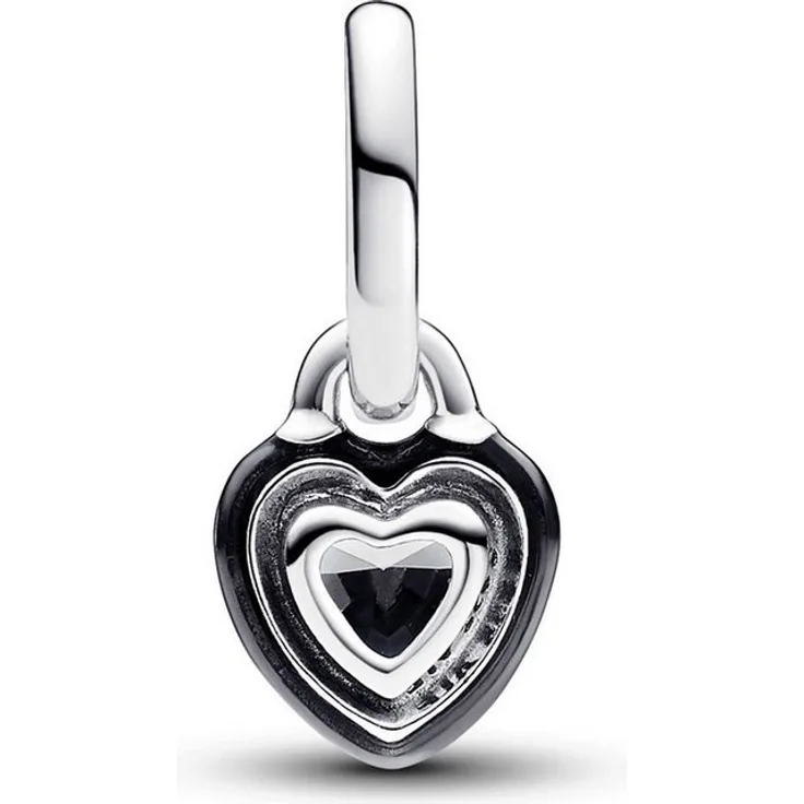 Pandora Kettenanhänger 793042C01, Silber Anhänger mit schwarzem Chakra Herz aus 925 Sterlingsilber und synthetischem Kristall, 13 mm