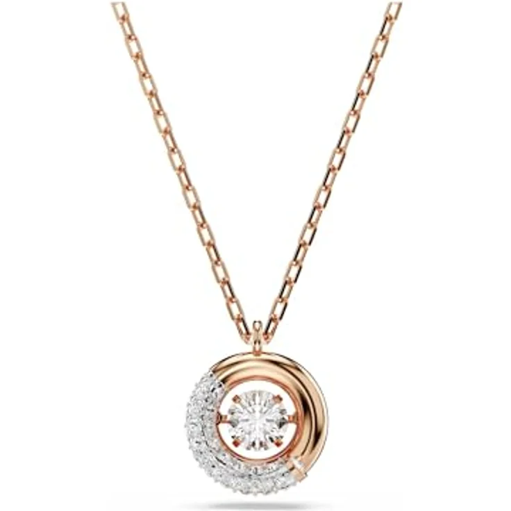 Swarovski Dextera Halskette, Rosé Vergoldete Damenhalskette mit Kristallpavé und Swarovski Zirconia, Weiß – Bild 1