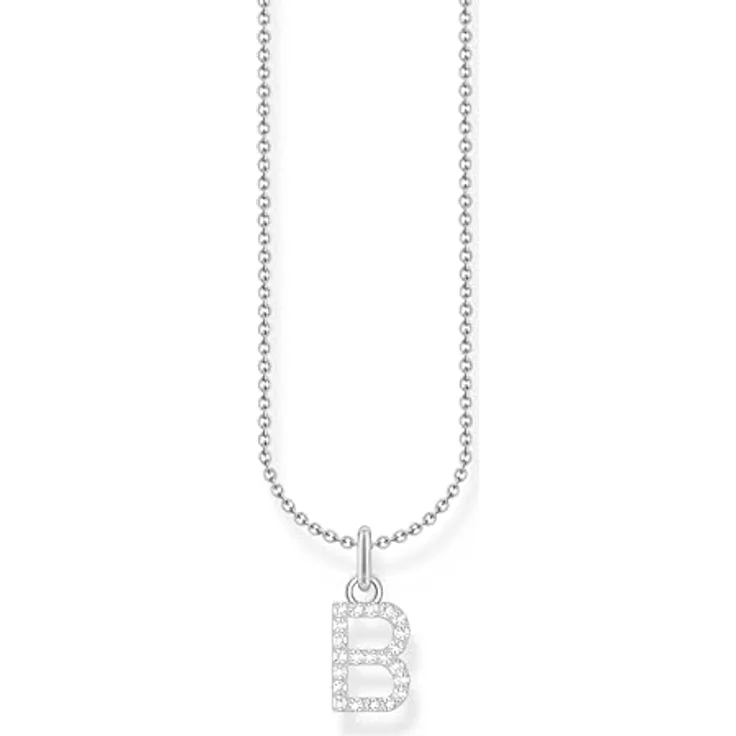 THOMAS SABO Halskette Buchstabe B, 925 Sterling Silber mit Zirkonia, Damen-Schmuck KE2241-051-14